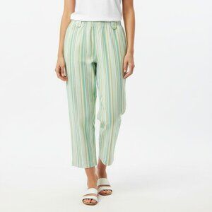 Women’s Size 12 Green and Blue Stripes Cropped Lounge Pants